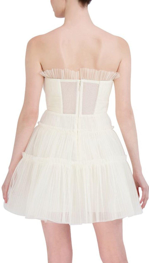 AIIZIE STRAPLESS TIERED TULLE MINI DRESS - product image