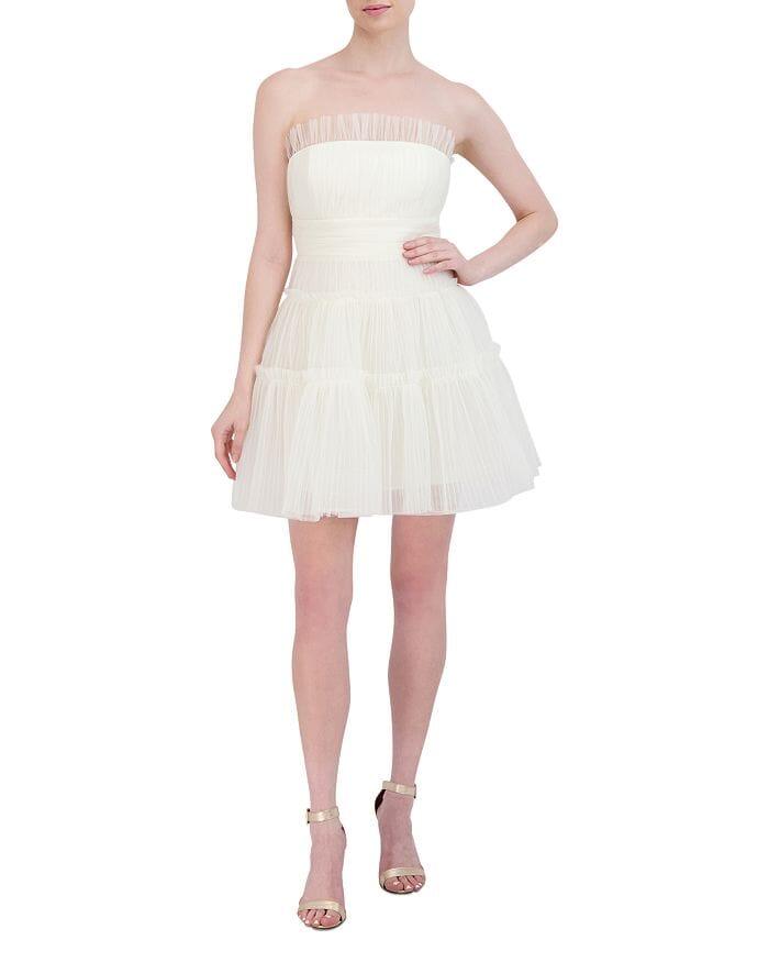 AIIZIE STRAPLESS TIERED TULLE MINI DRESS - product image