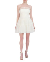 STRAPLESS TIERED TULLE MINI DRESS