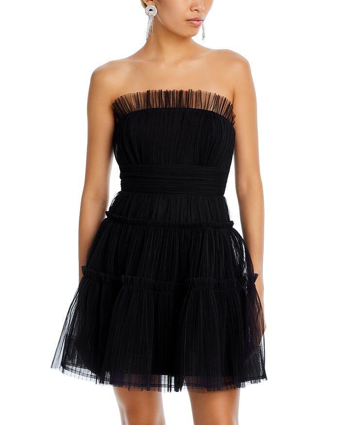 AIIZIE STRAPLESS TIERED TULLE MINI DRESS - product image