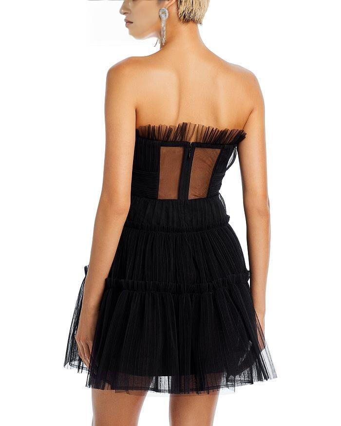 AIIZIE STRAPLESS TIERED TULLE MINI DRESS - product image