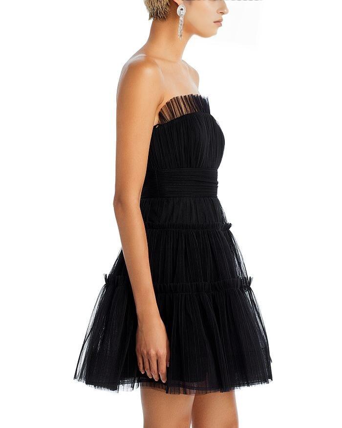 AIIZIE STRAPLESS TIERED TULLE MINI DRESS - product image