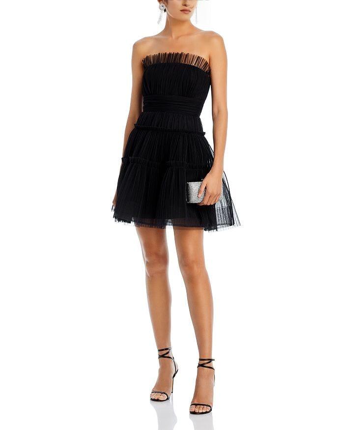 AIIZIE STRAPLESS TIERED TULLE MINI DRESS - product image