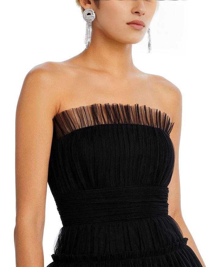 AIIZIE STRAPLESS TIERED TULLE MINI DRESS - product image