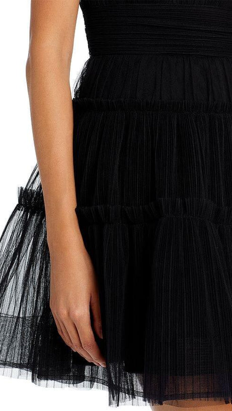 STRAPLESS TIERED TULLE MINI DRESS