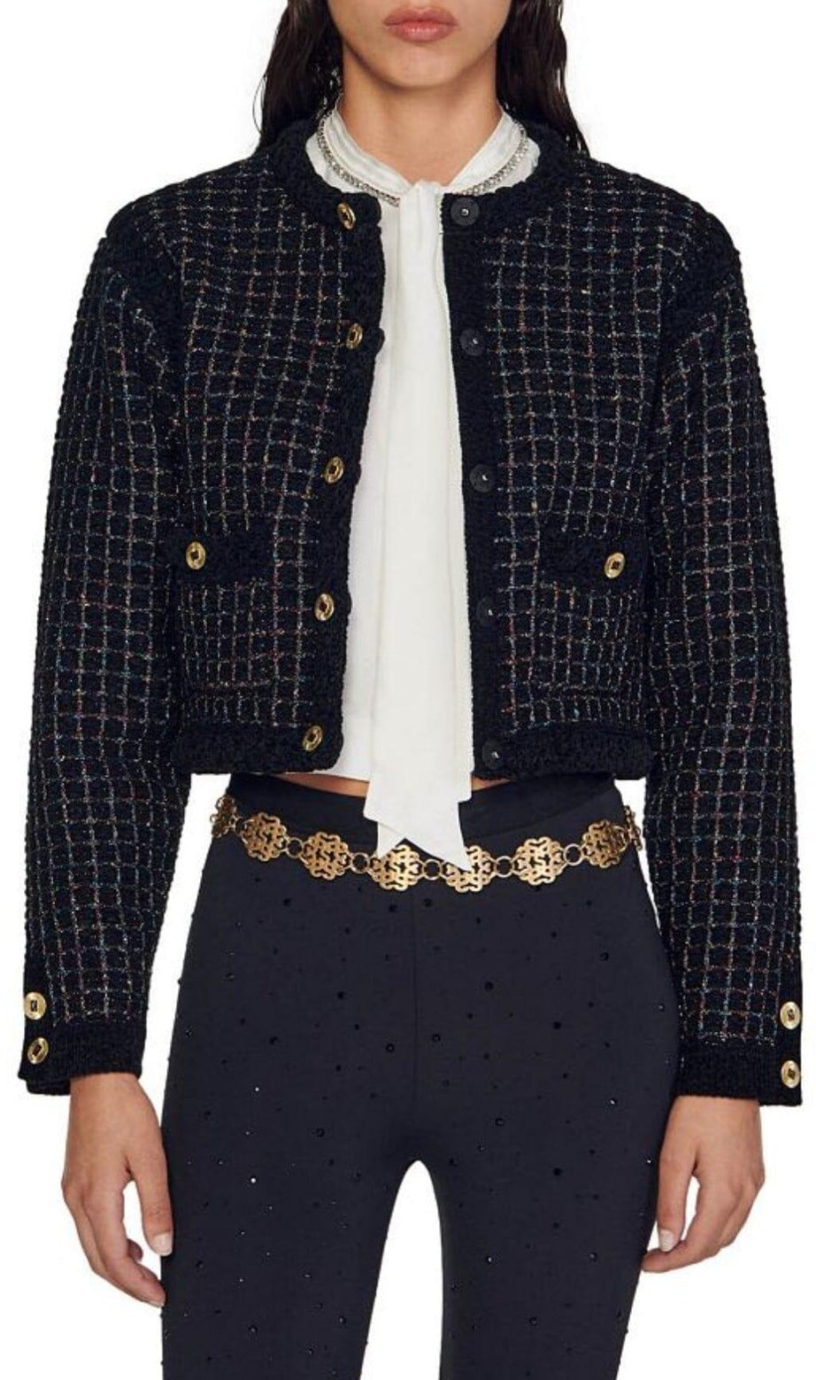 TEXTURED TWEED CARDIGAN SWEATER