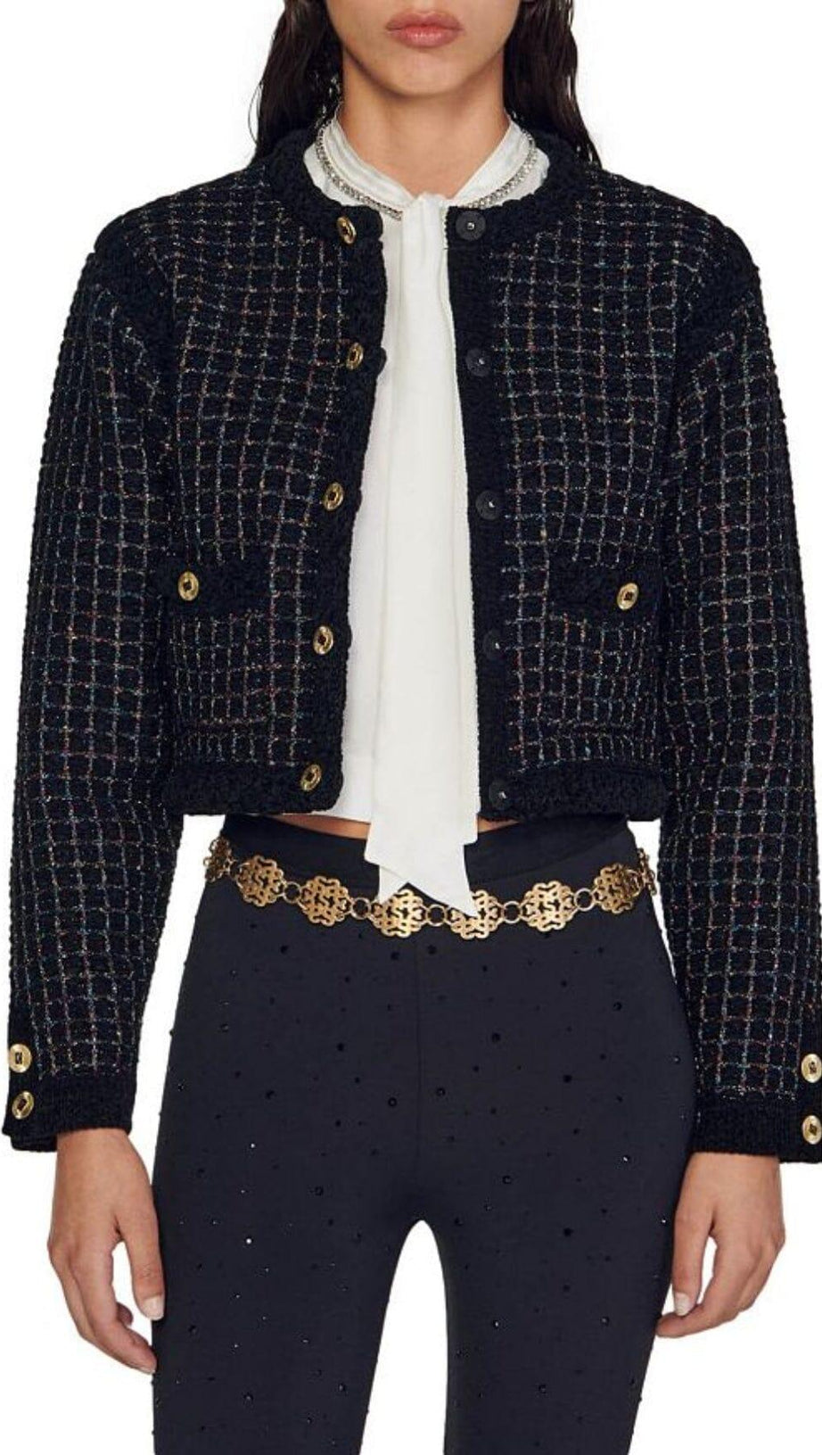 TEXTURED TWEED CARDIGAN SWEATER