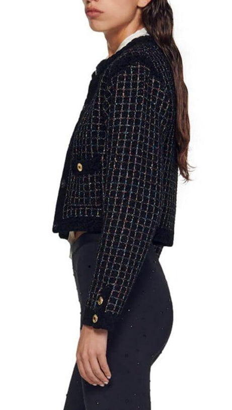 TEXTURED TWEED CARDIGAN SWEATER