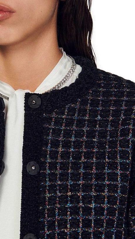 TEXTURED TWEED CARDIGAN SWEATER