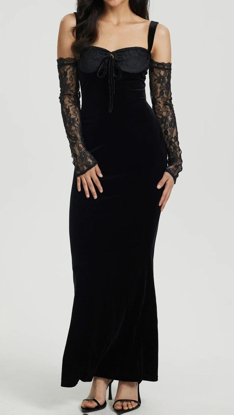 Bodycon-Kleid mit Bindeband in Schwarz