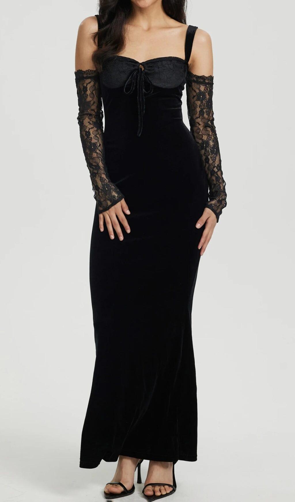 TIED BODYCON DRESS IN BLACK