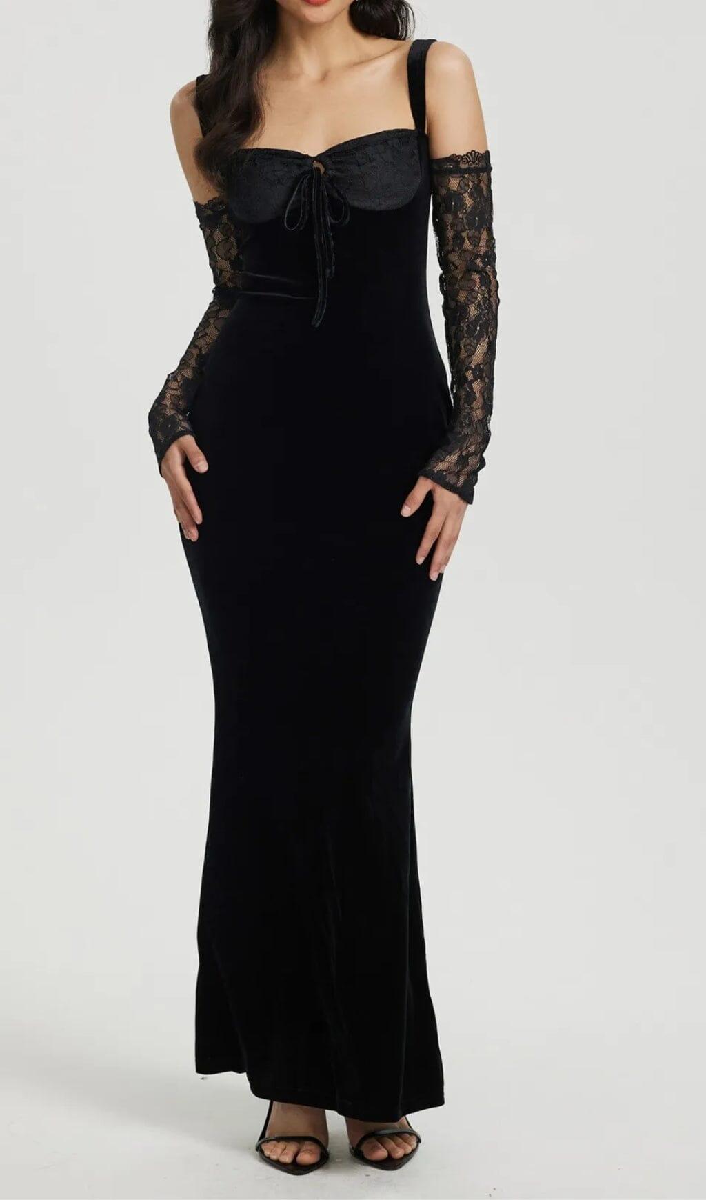 TIED BODYCON DRESS IN BLACK