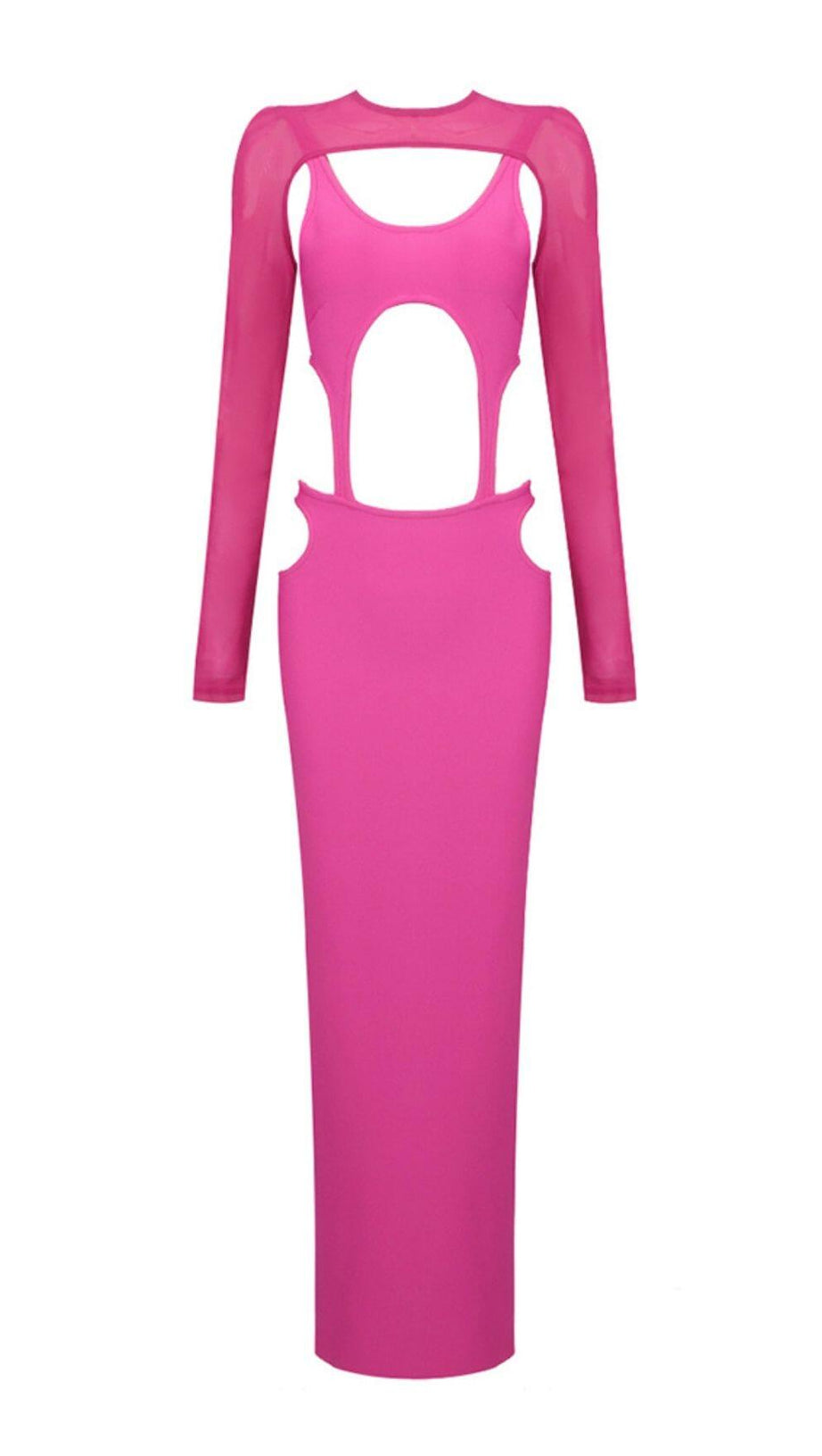 CUT OUT HIP WRAP MIDI DRESS IN PINK