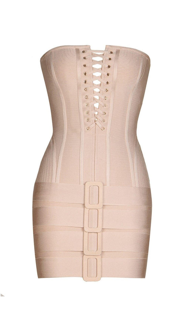 AIIZIE TUBE TOP LACE UP BANDAGE MINI DRESS - product image