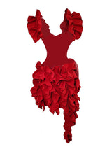 Margie Cutout Ruffle Tiered Dress In Red