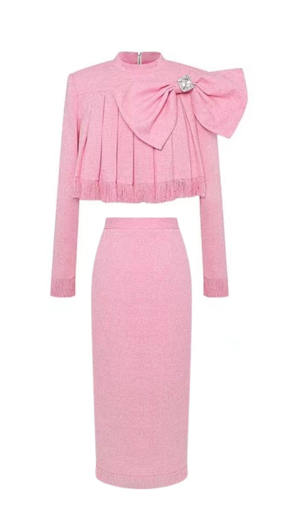 SET CON FIOCCO IN TWEED ROSA