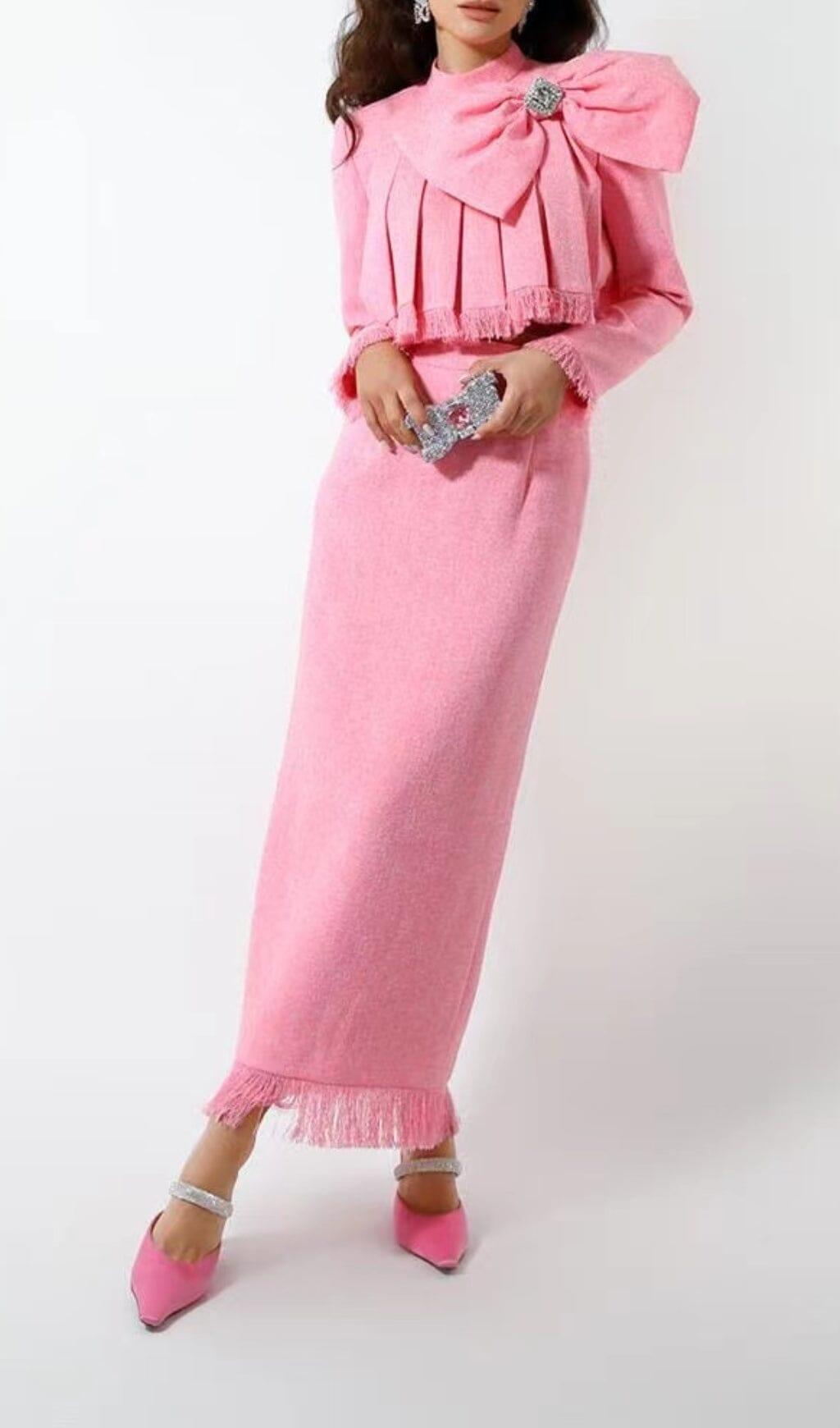 SET CON FIOCCO IN TWEED ROSA