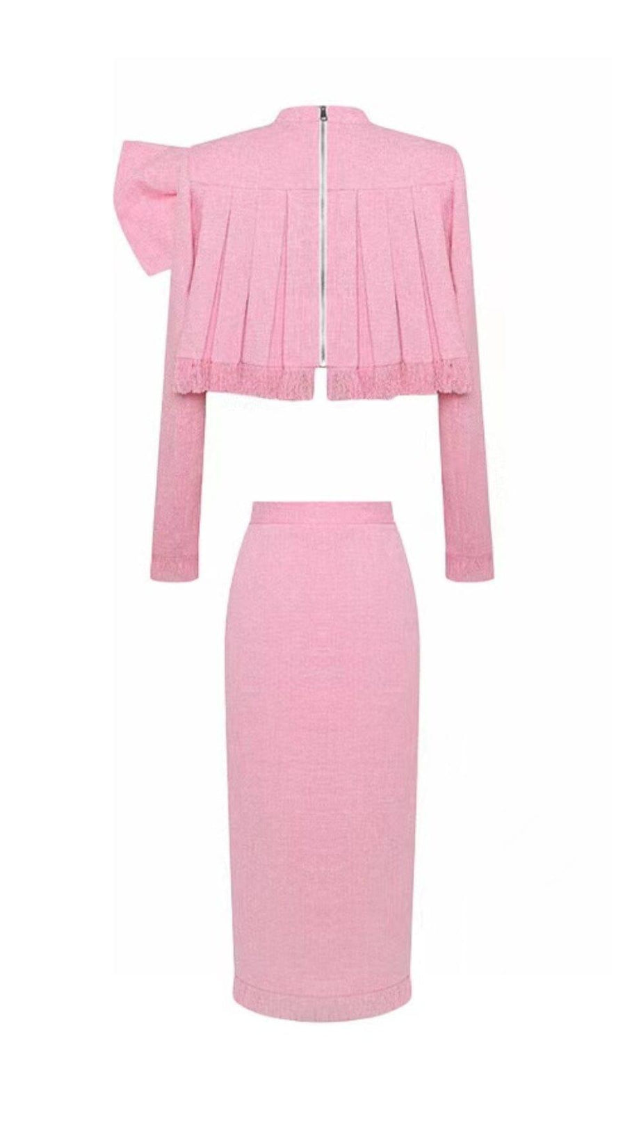 TWEED-SET MIT SCHLEIFE IN ROSA