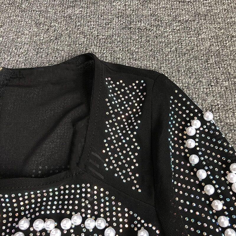 ZWEITEILIGES LANGÄRMELIGES KLEID-SET MIT PERLEN