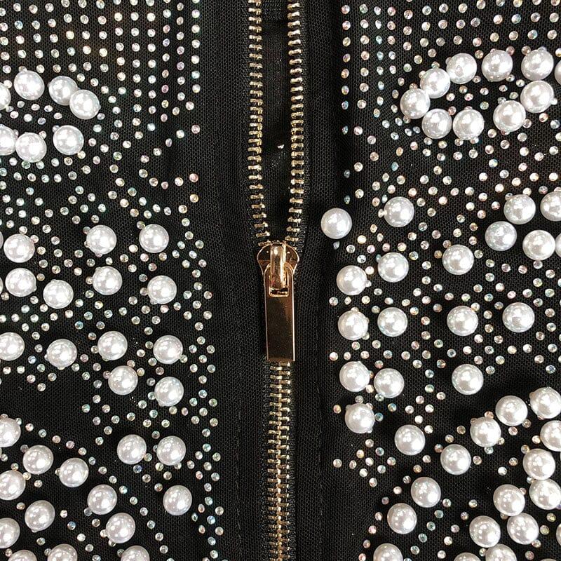 ZWEITEILIGES LANGÄRMELIGES KLEID-SET MIT PERLEN