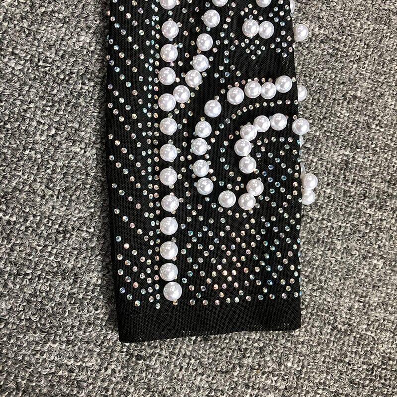 ZWEITEILIGES LANGÄRMELIGES KLEID-SET MIT PERLEN