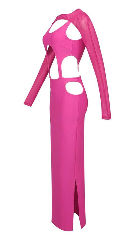 ABITO MIDI AVVOLGENTE CON TAGLIO SUI FIANCHI ROSA