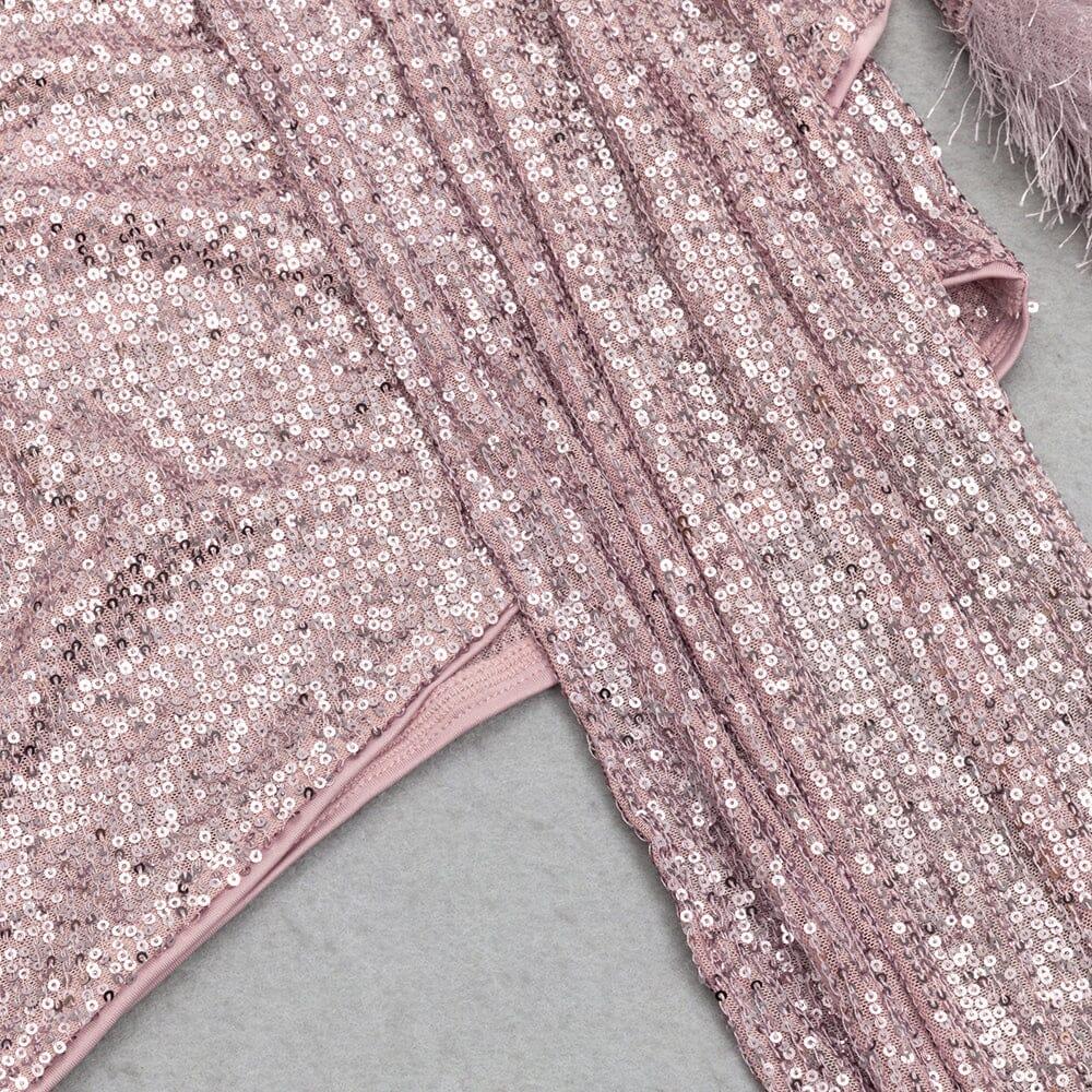 AIIZIE V LOW-CUT LONG-SLEEVED PLEATED SLIT MINI DRESS - product image