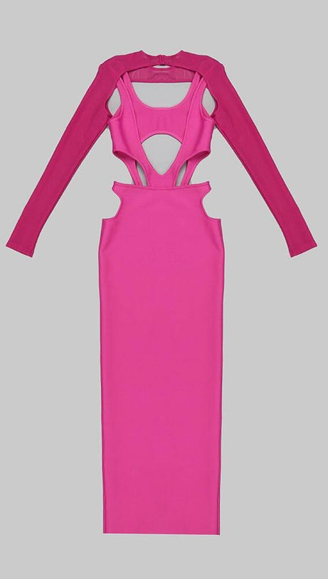 ABITO MIDI AVVOLGENTE CON TAGLIO SUI FIANCHI ROSA