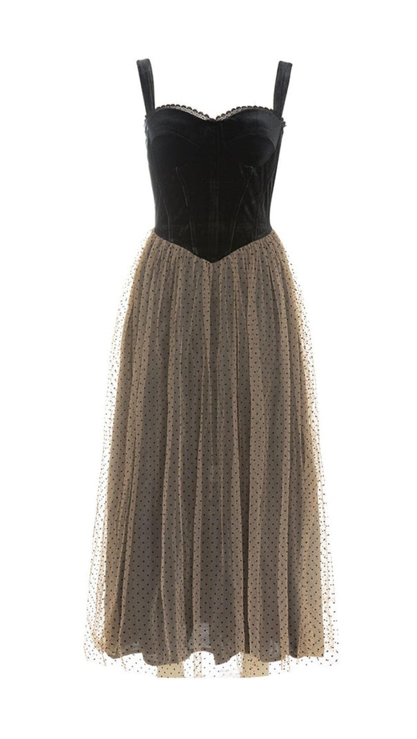 AIIZIE VELVET CORSET MESH MAXI DRESS - product image
