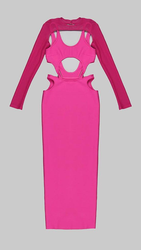 ABITO MIDI AVVOLGENTE CON TAGLIO SUI FIANCHI ROSA