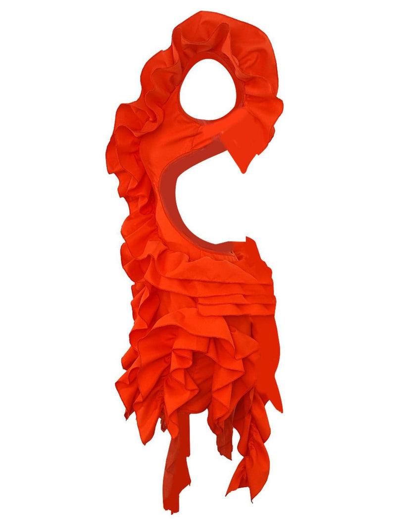 Margie Cutout Ruffle Tiered Dress  In Orange