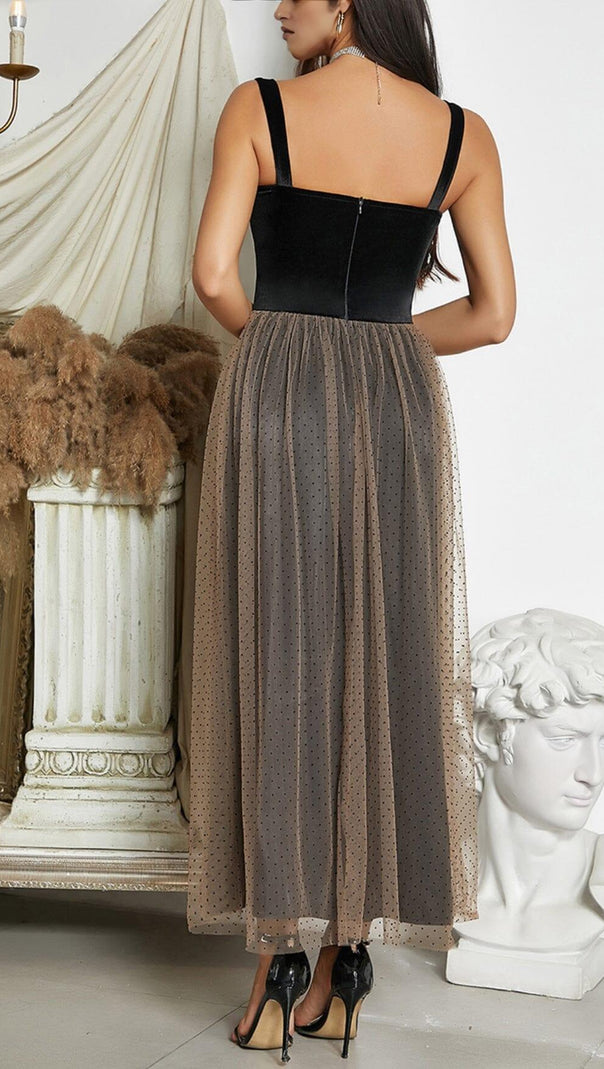 AIIZIE VELVET CORSET MESH MAXI DRESS - product image