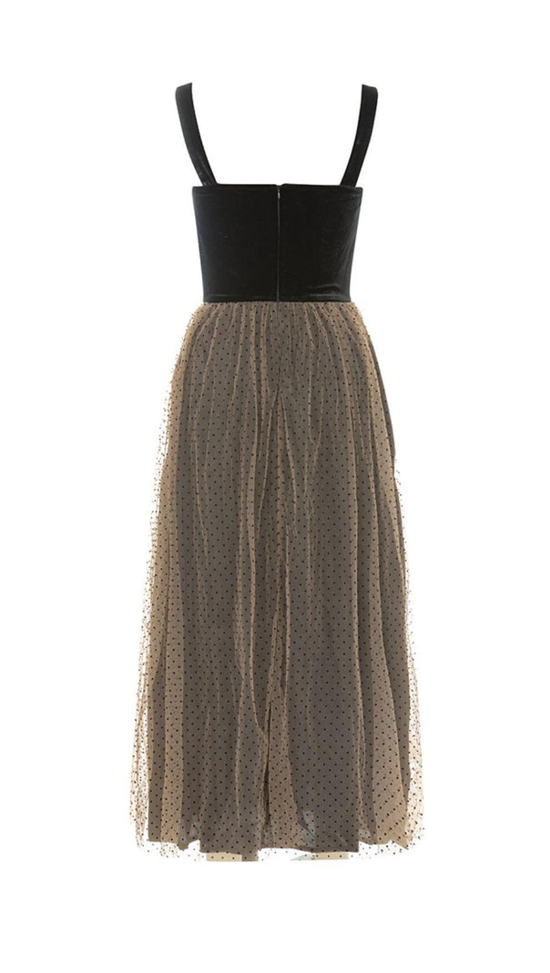 AIIZIE VELVET CORSET MESH MAXI DRESS - product image