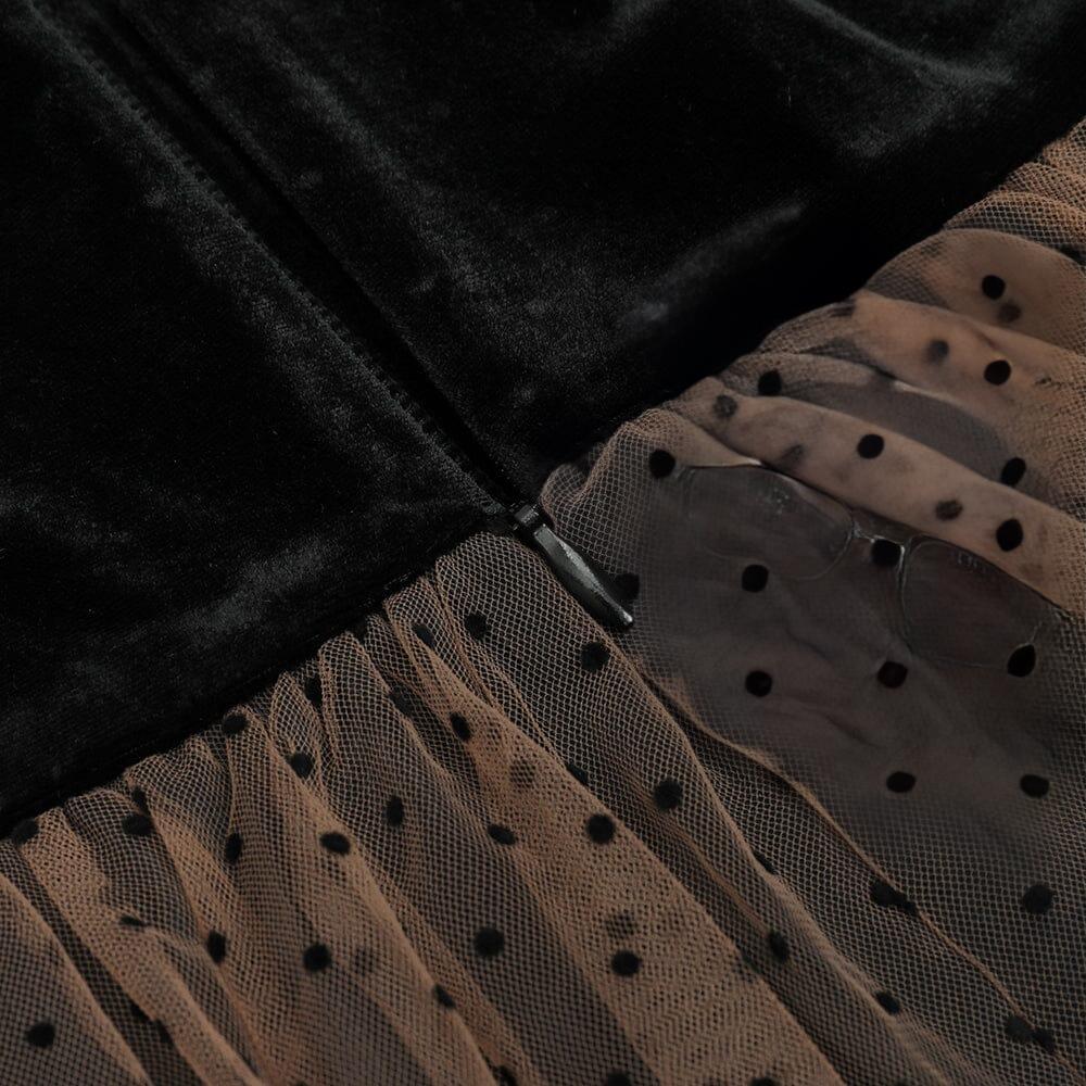 AIIZIE VELVET CORSET MESH MAXI DRESS - product image