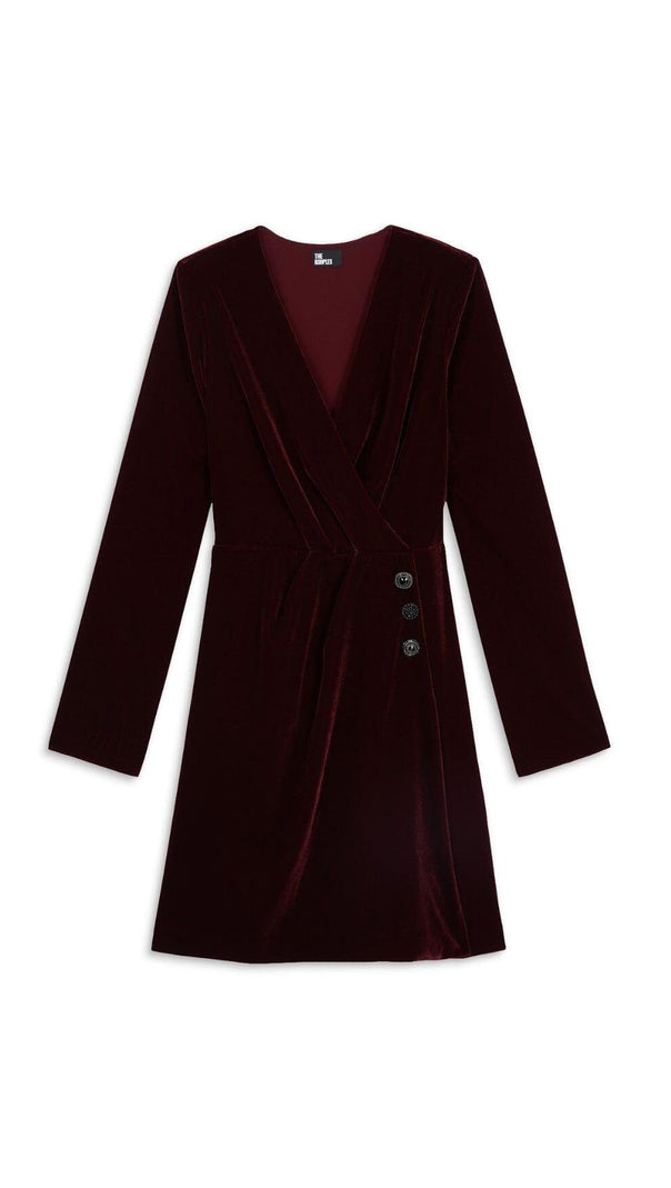 AIIZIE VELVET FAUX WRAP MINI DRESS - product image