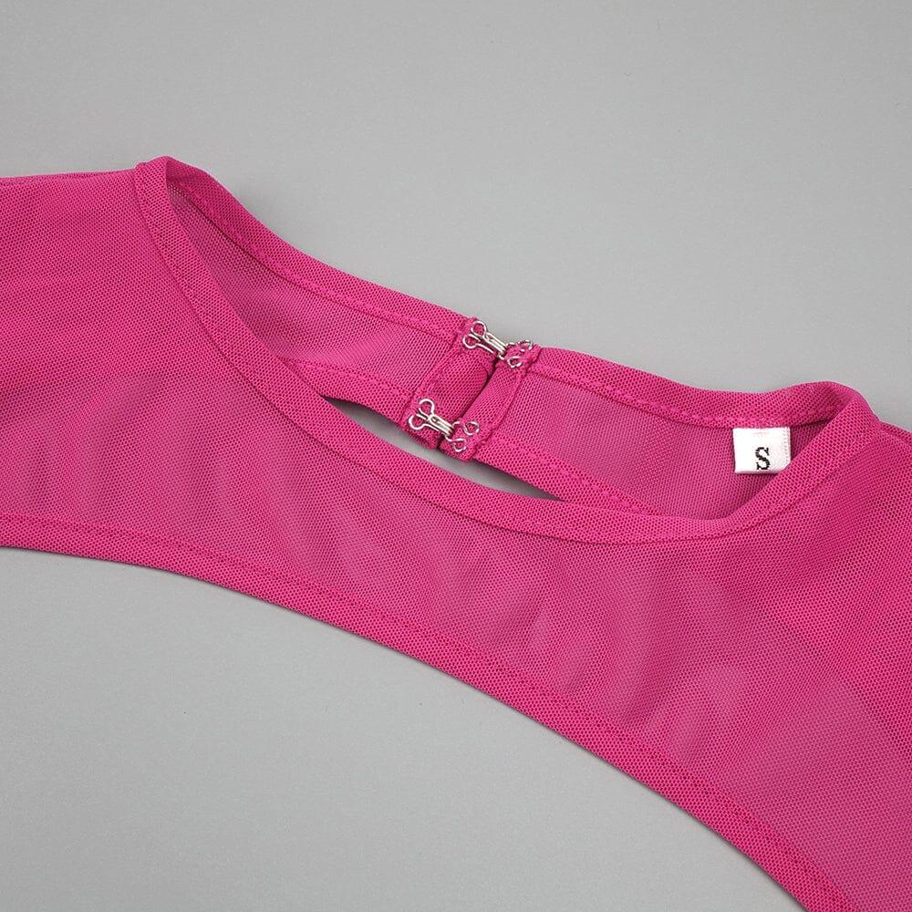 Cut Out Hip Wrap Midi Dress in Pink