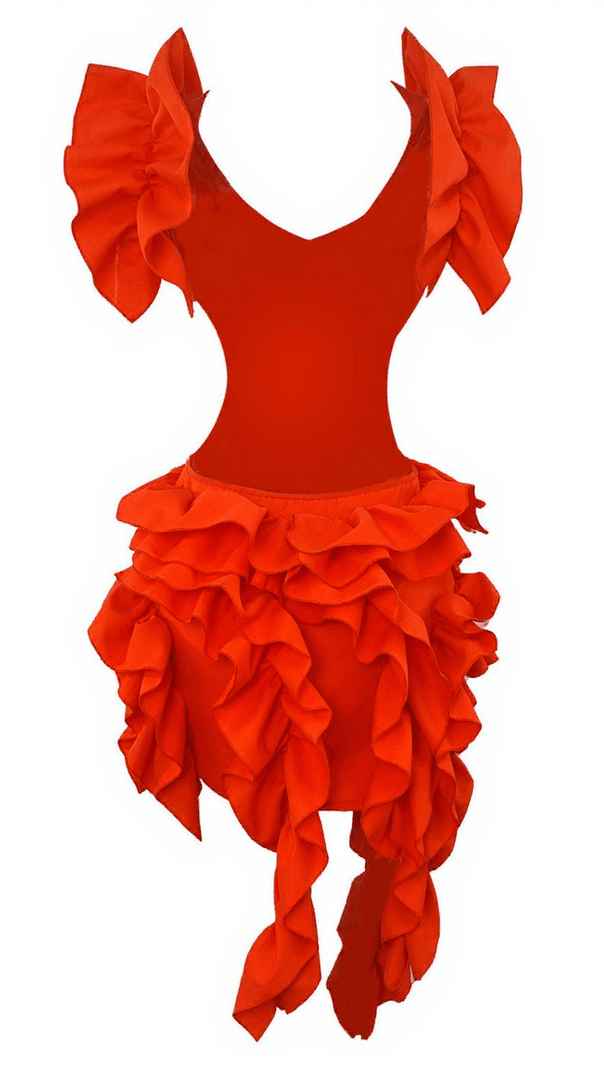 AIIZIE MARGIE CUTOUT RUFFLE TIERED DRESS IN ORANGE - product image
