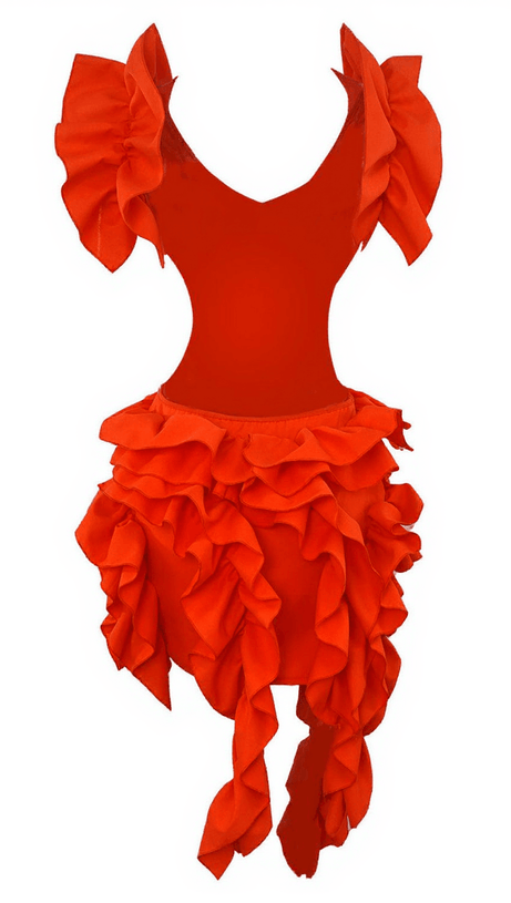 MARGIE CUTOUT RUFFLE TIERED DRESS  IN ORANGE