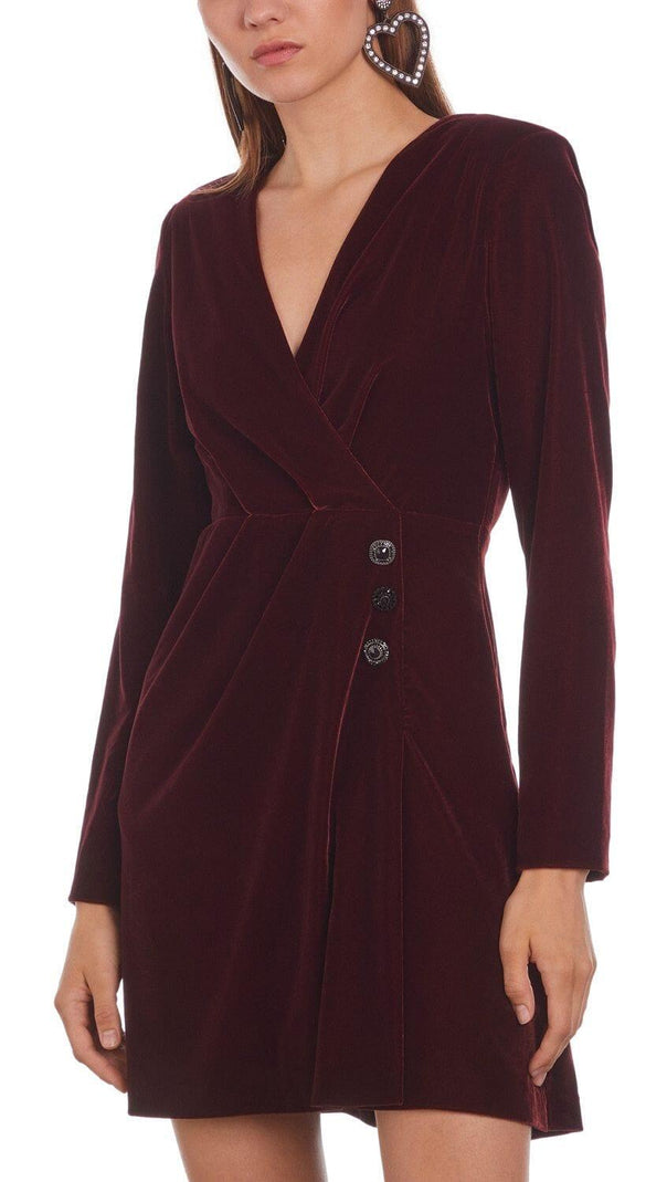AIIZIE VELVET FAUX WRAP MINI DRESS - product image