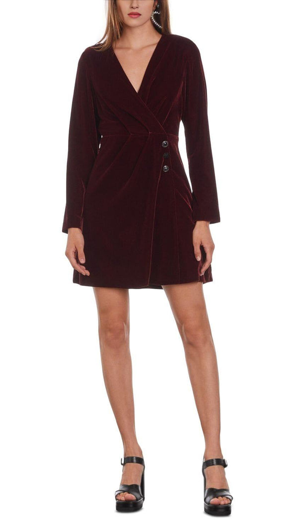 AIIZIE VELVET FAUX WRAP MINI DRESS - product image