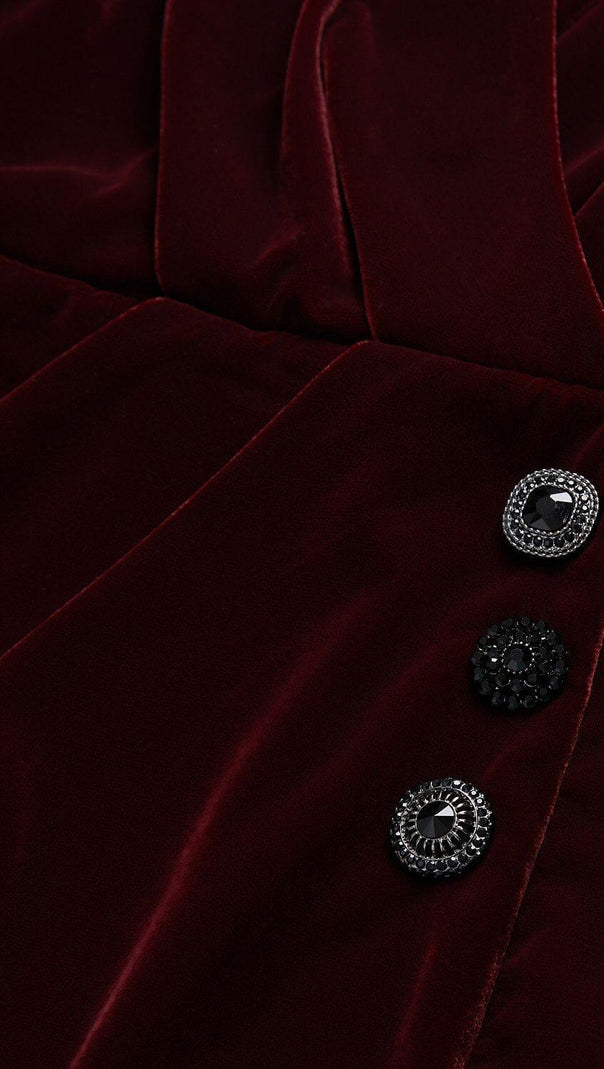 AIIZIE VELVET FAUX WRAP MINI DRESS - product image