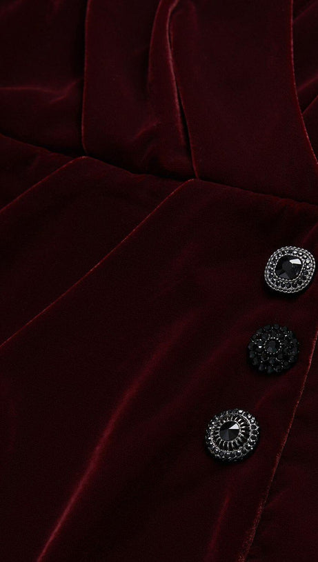 VELVET FAUX WRAP MINI DRESS