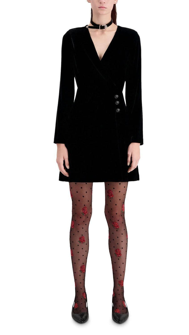 AIIZIE VELVET FAUX WRAP MINI DRESS - product image