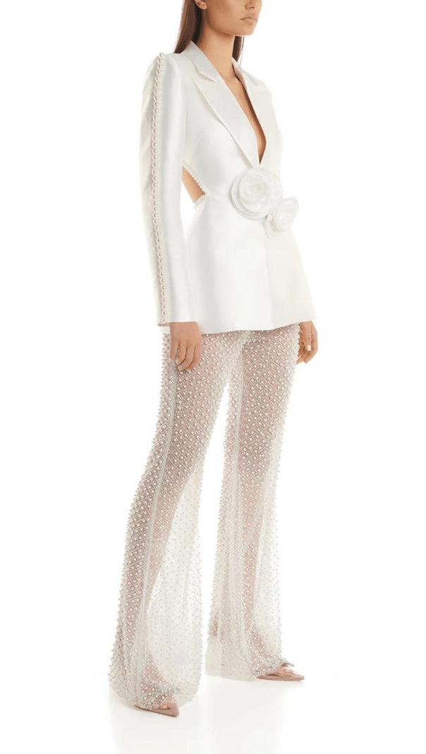 AIIZIE WHITE HOLLOW TIGHT TROUSERS TWO-PIECE SET - product image