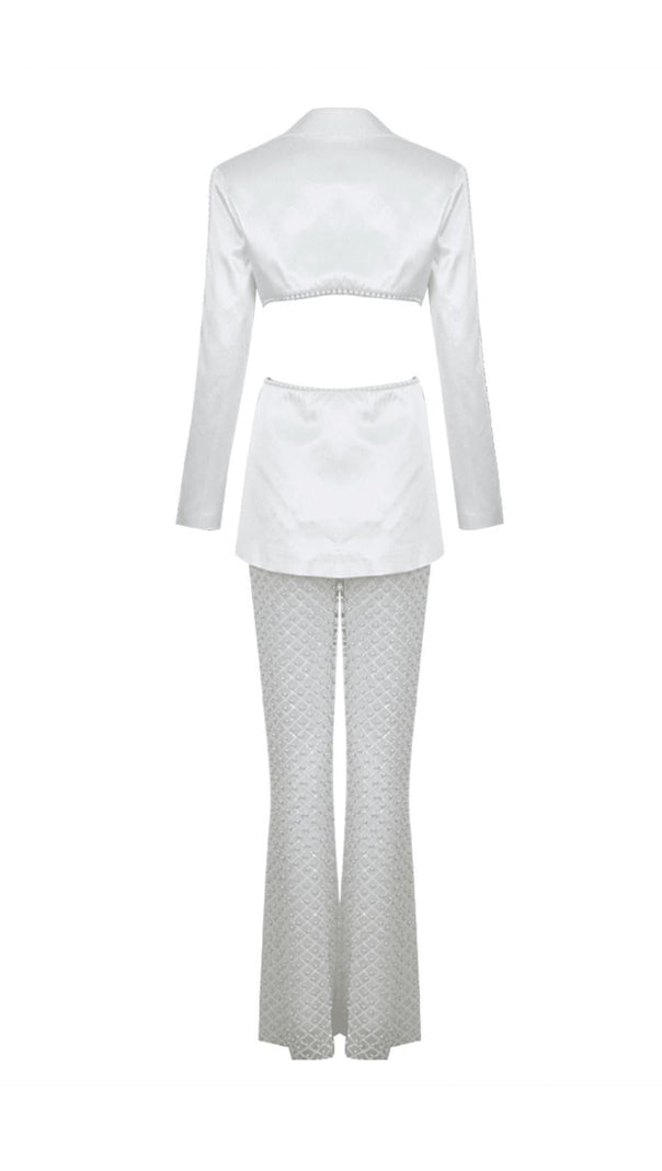 AIIZIE WHITE HOLLOW TIGHT TROUSERS TWO-PIECE SET - product image