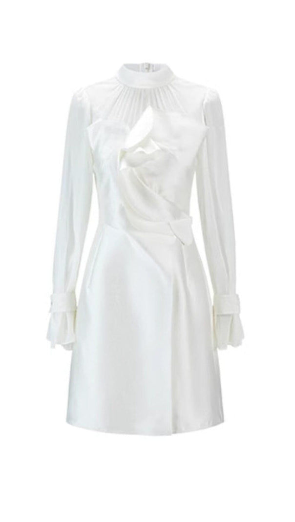 AIIZIE WHITE MESH LONG SLEEVE MINI DRESS - product image