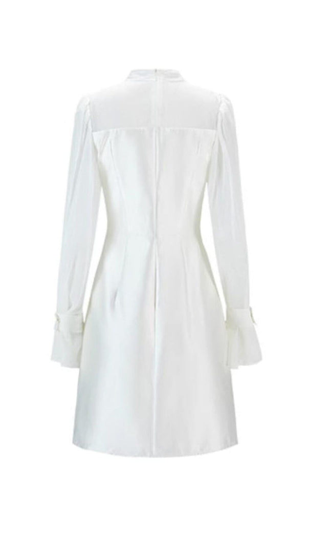 AIIZIE WHITE MESH LONG SLEEVE MINI DRESS - product image
