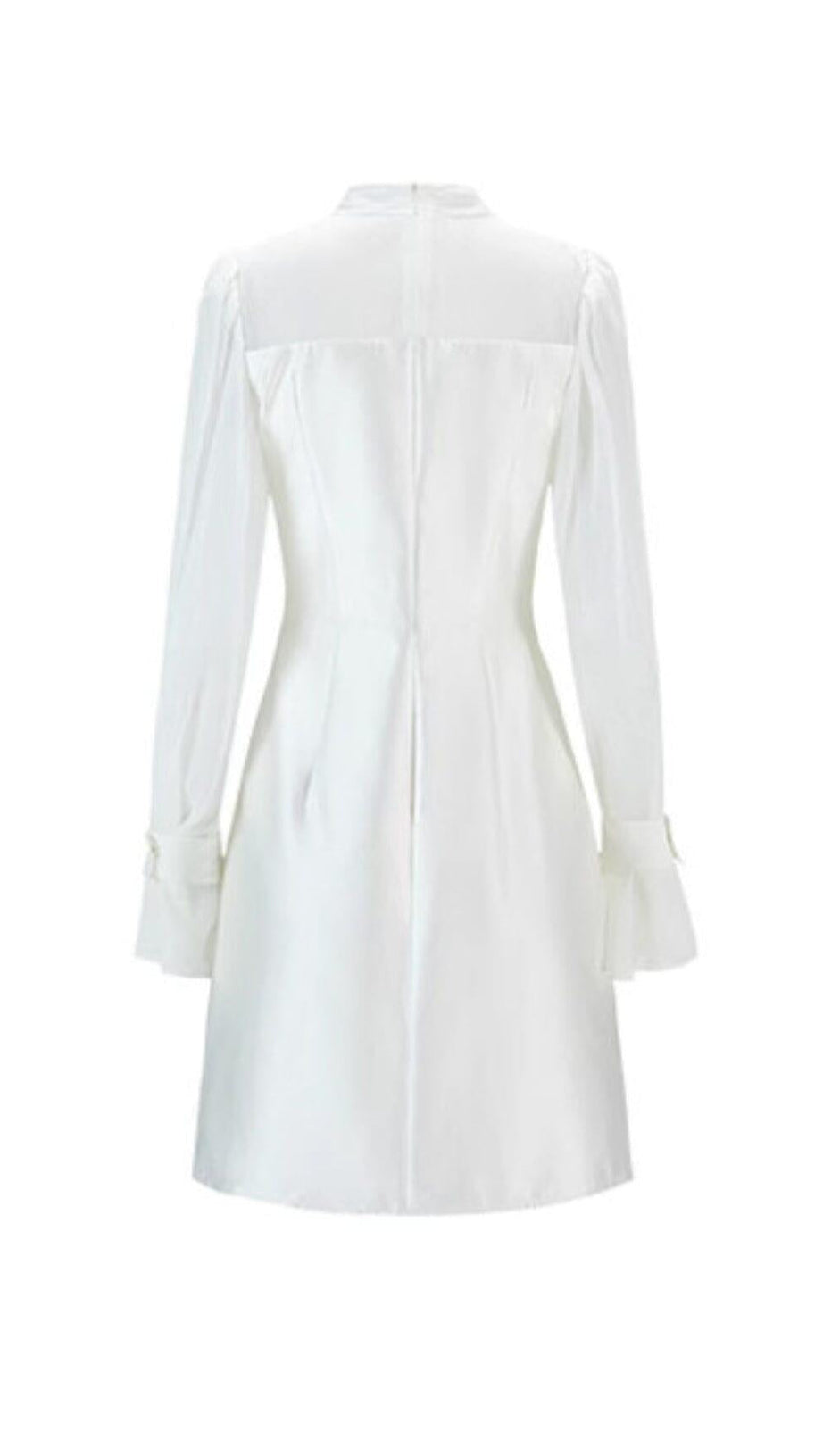 WHITE MESH LONG SLEEVE MINI DRESS