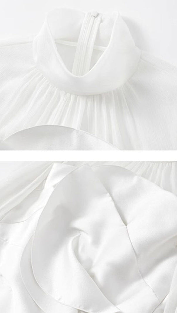 AIIZIE WHITE MESH LONG SLEEVE MINI DRESS - product image