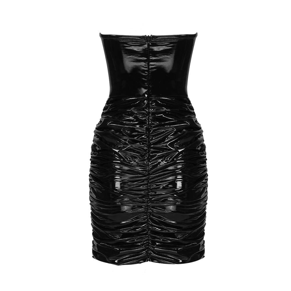 AIIZIE LEATHER HIP WRAP MINI DRESS IN BLACK - product image